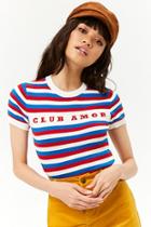 Forever21 Striped Club Amour Graphic Top