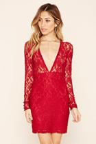 Forever21 Women's  Embroidered Lace Bodycon Dress