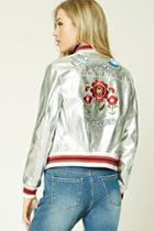 Forever21 Dreamers Metallic Varsity Jacket