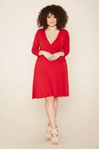 Forever21 Plus Women's  Red Plus Size Surplice Dress
