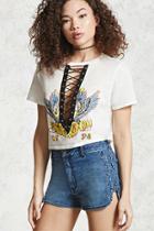 Forever21 Lace-up Side Denim Shorts
