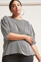 Forever21 Plus Size Striped Balloon-sleeve Top