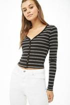 Forever21 Ribbed Knit Pinstriped Top