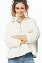Forever21 Hooded Marled & Faux Fur Pullover