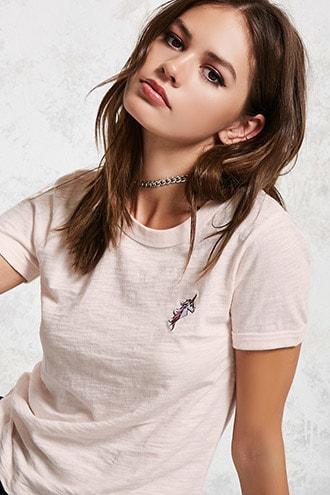 Forever21 Embroidered Unicorn Tee