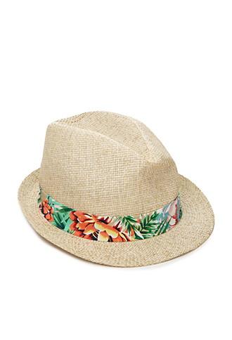 21 Men Floral Band Straw Fedora