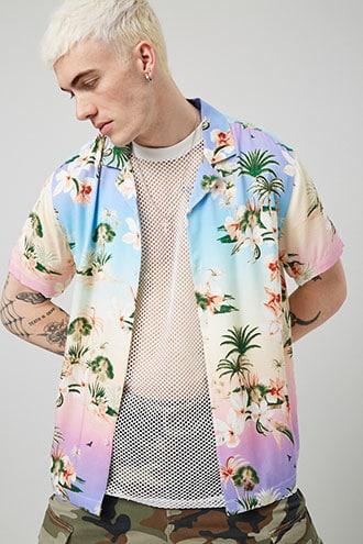 Forever21 Classic Fit Tropical Print Shirt