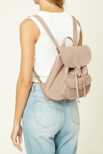 Forever21 Cream Faux Leather Backpack