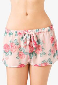 Forever21 Cabbage Rose Print Shorts