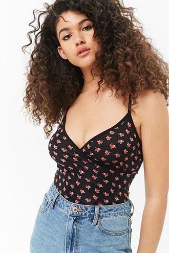 Forever21 Rose Print Crop Cami