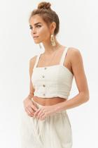 Forever21 Linen-blend Mock Button Top