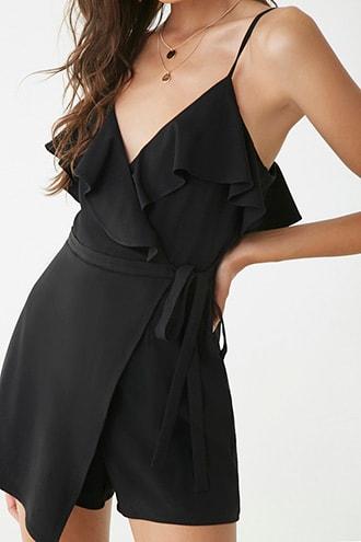 Forever21 Flounce Wrap-front Romper
