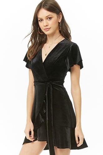 Forever21 Velvet Ruffle-trim Mini Dress