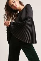 Forever21 Satin Accordion Bell Sleeve Top
