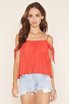Forever21 Women's  Red Open-shoulder Crisscross Top
