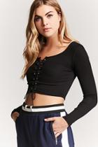 Forever21 Ribbed Lace-front Top