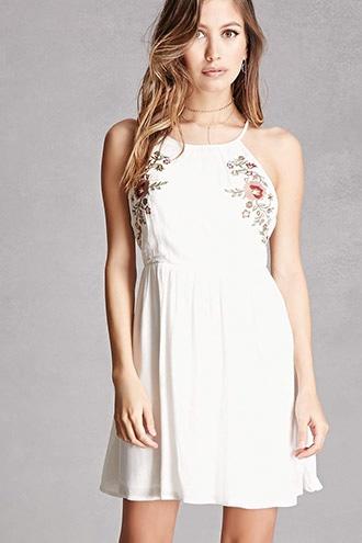 Forever21 Lush Embroidered Mini Dress