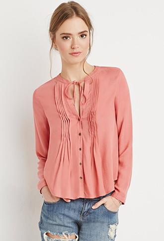 Forever21 Pintucked Button-down Blouse