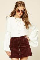 Forever21 Women's  Chocolate Corduroy Button-front Skirt