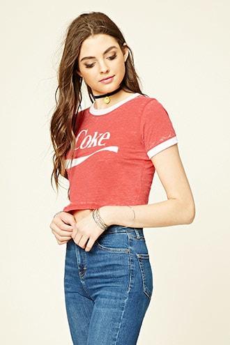 Forever21 Coke Graphic Ringer Tee