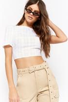 Forever21 Sheer Plaid Print Open-back Crop Top