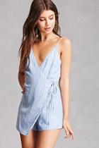 Forever21 Pinstripe Wrap-front Romper