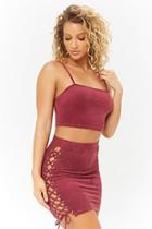 Forever21 Faux Suede Cropped Cami & Skirt Set