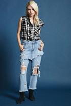 Forever21 Distressed Skirt-overlay Jeans