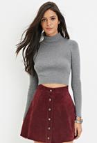 Forever21 Women's  Cropped Turtleneck Sweater (heather Grey)