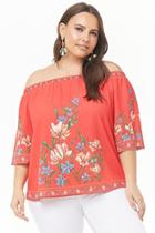 Forever21 Plus Size Off-the-shoulder Floral Print Top