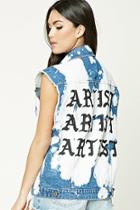 Forever21 Artist Bleach-dye Denim Vest