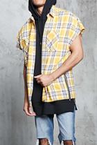 Forever21 Plaid Cutoff-sleeve Shirt