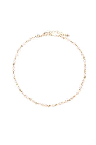 Forever21 Gold & Light Pink Beaded Choker Necklace