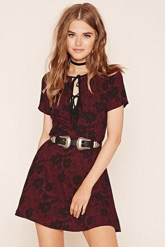 Forever21 Women's  Laddered Fit And Flare Dress