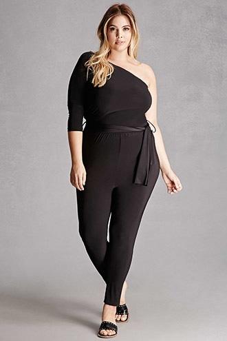 Forever21 Plus Size One-shoulder Jumpsuit
