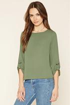 Forever21 Women's  Olive D-ring Sleeve Top