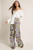 Forever21 Woven Floral Stripe Palazzo Pants