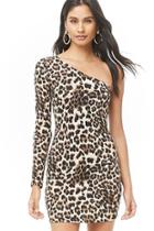 Forever21 One-shoulder Leopard Print Dress