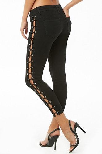 Forever21 Side Lace-up Skinny Jeans