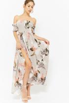 Forever21 Floral Off-the-shoulder Smocked High-low Dress