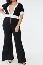 Forever21 Plus Size Plunging Flared-leg Jumpsuit