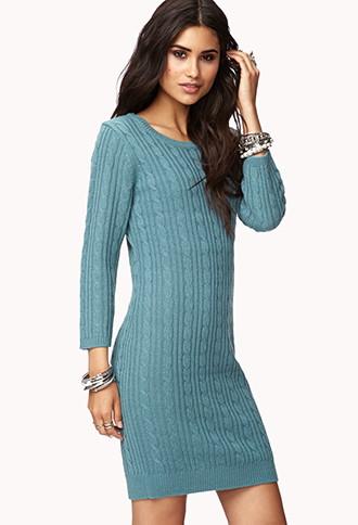 Love21 Women's  Essential Cable Sweater Dress