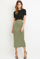 Love21 Women's  Vented-hem Midi Skirt (olive)