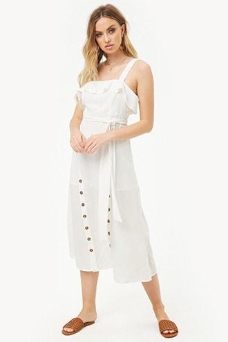 Forever21 Belted Flounce Midi Dress