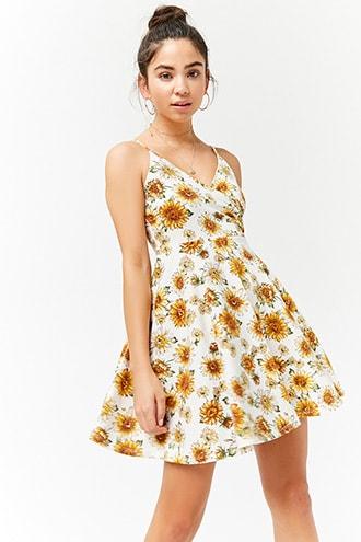 Forever21 Sunflower Print Cami Dress