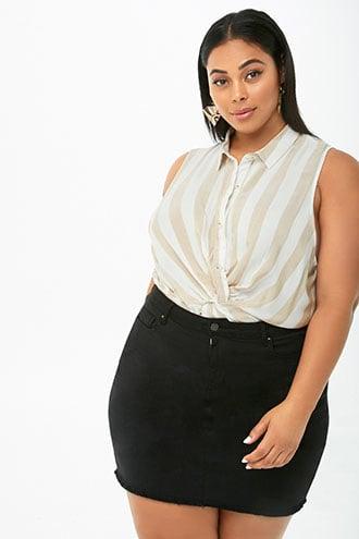 Forever21 Plus Size Striped Twist-front Shirt