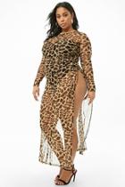 Forever21 Plus Size Ruched Cheetah Midi Dress