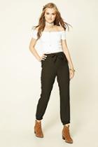 Forever21 Women's  Black Belted Woven Joggers