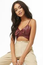 Forever21 Faux Leather Bow Cropped Cami