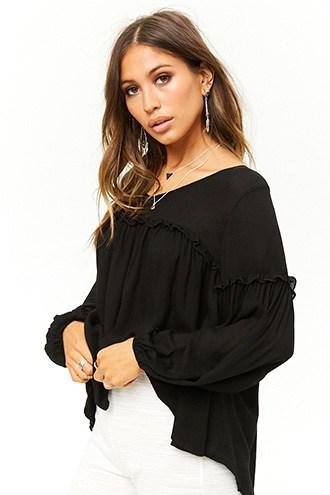 Forever21 High-low Lettuce-trim Top